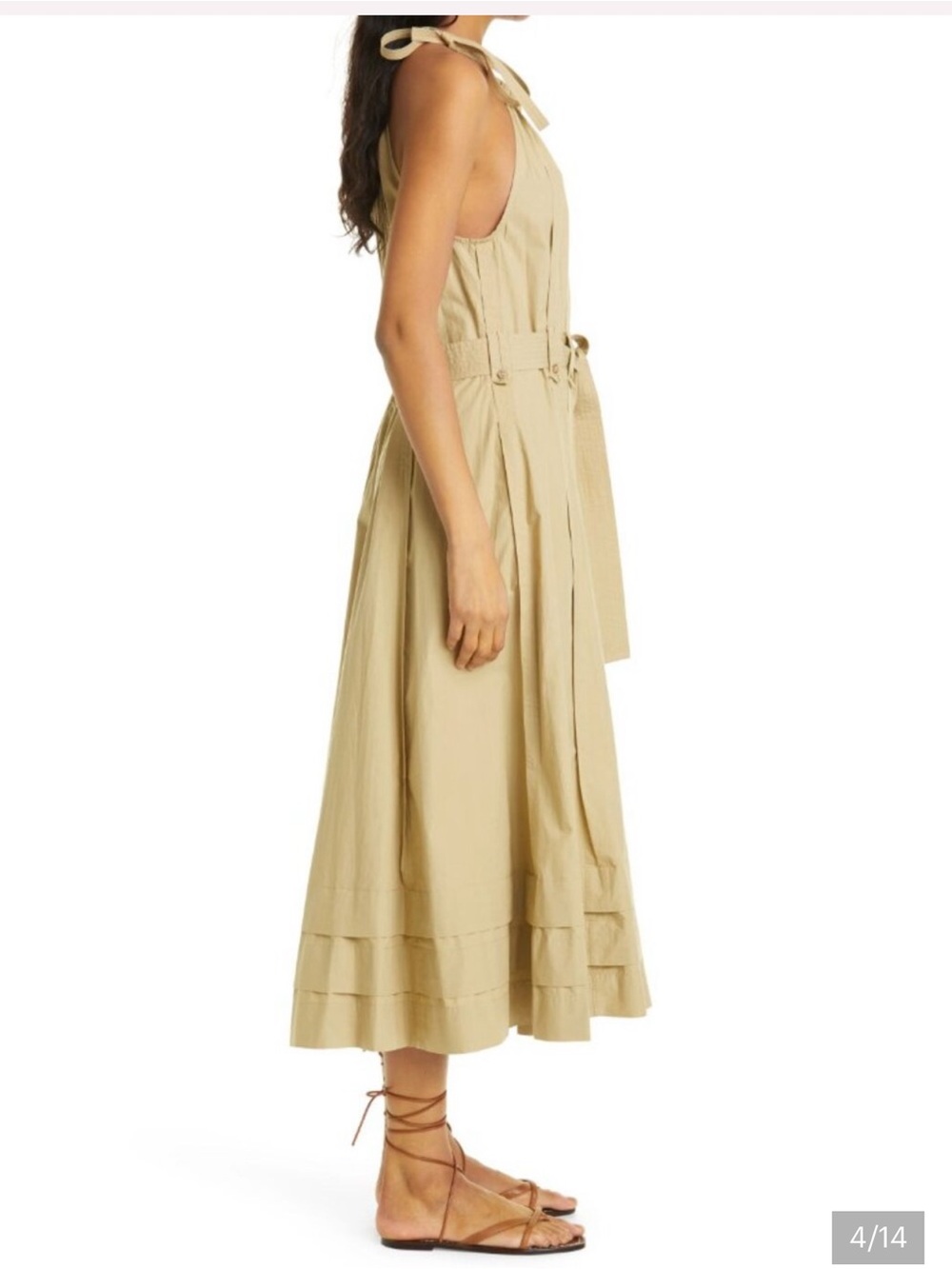 💫NWOT Ulla Johnson Joni Midi Dress in Khaki💫 - Picture 3 of 7